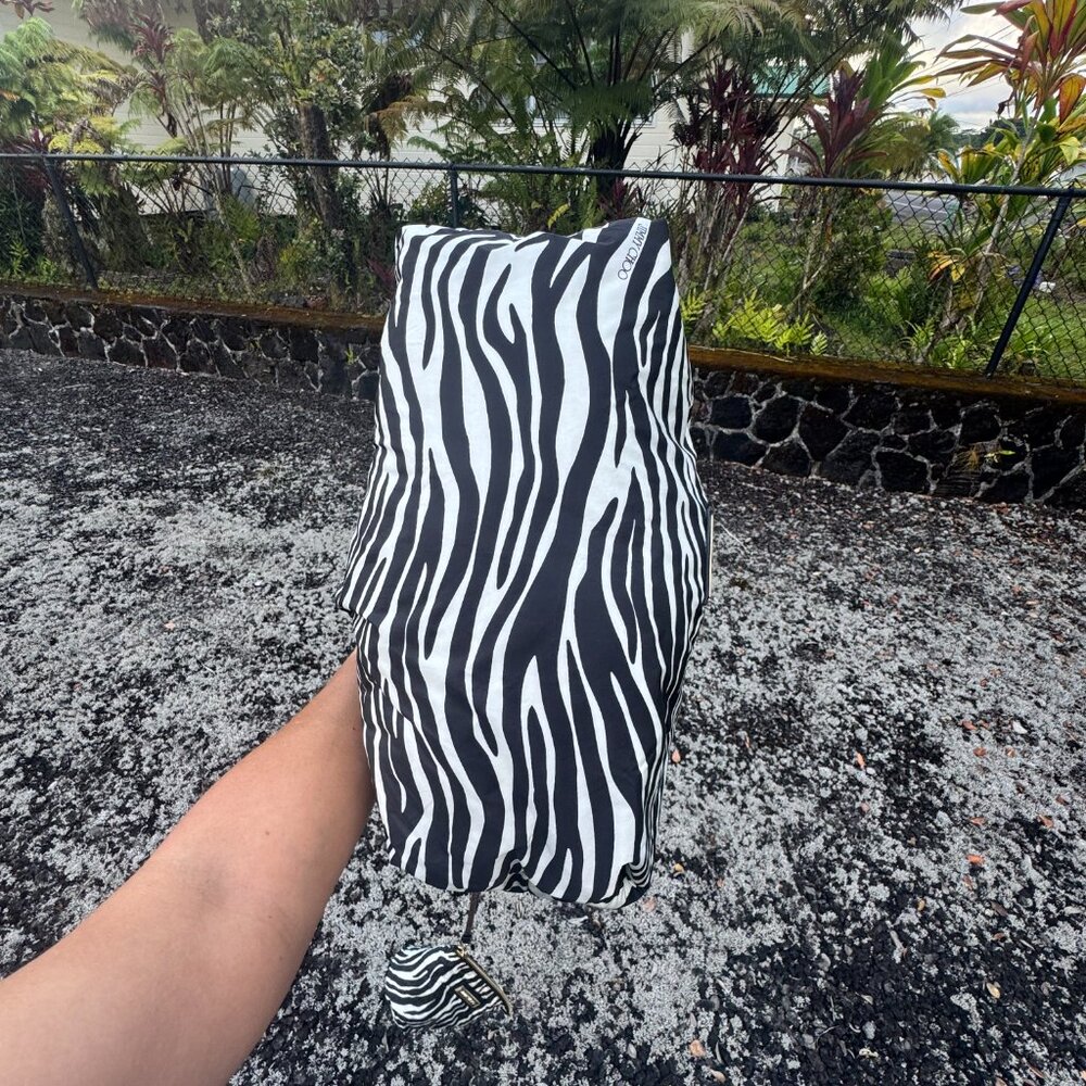 Jimmy Choo (Made in Italy) Zebra-Print Nylon Tote Bag + Matching Pouch - Picture 10 of 15